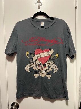 Grey Ed Hardy “Love Kills Slowly” Graphic Tee